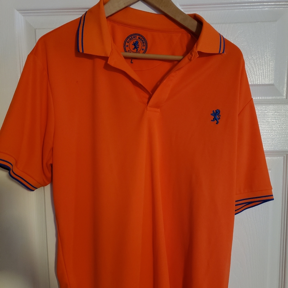Bright orange Albert Moore polo size lg. NWOT